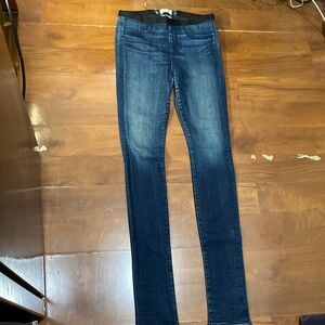 Helmet Lang Dark Wash Pull On Skinny Jeans 28